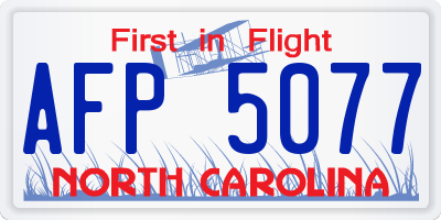 NC license plate AFP5077