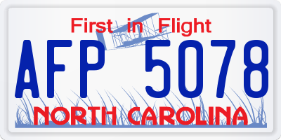 NC license plate AFP5078
