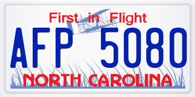 NC license plate AFP5080