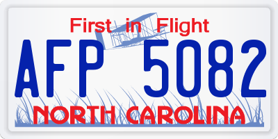 NC license plate AFP5082