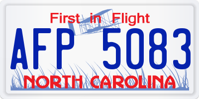 NC license plate AFP5083
