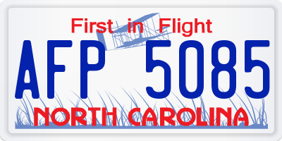 NC license plate AFP5085