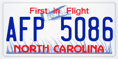 NC license plate AFP5086