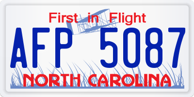 NC license plate AFP5087