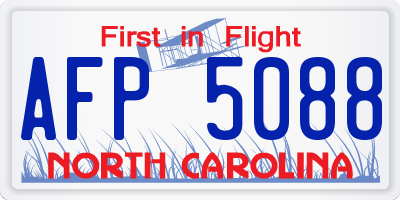 NC license plate AFP5088