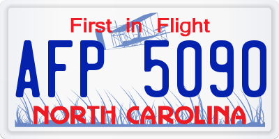 NC license plate AFP5090