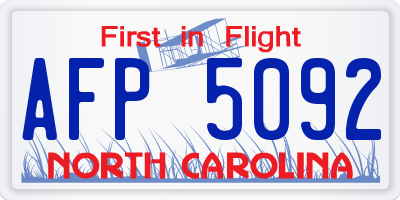 NC license plate AFP5092