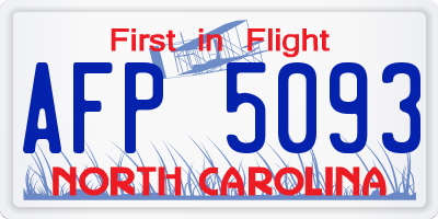 NC license plate AFP5093