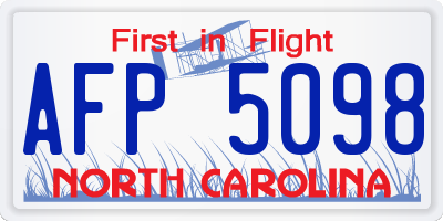 NC license plate AFP5098