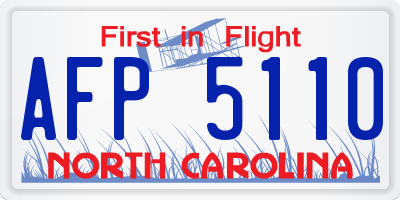 NC license plate AFP5110