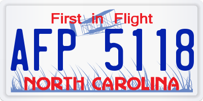 NC license plate AFP5118