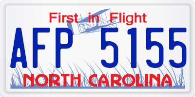 NC license plate AFP5155