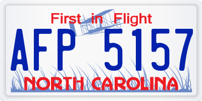 NC license plate AFP5157