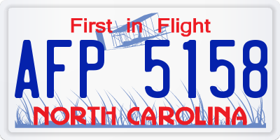 NC license plate AFP5158