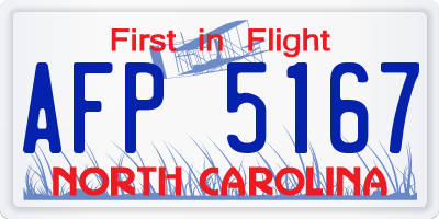 NC license plate AFP5167
