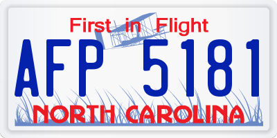 NC license plate AFP5181