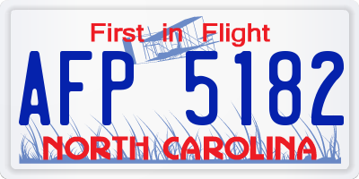 NC license plate AFP5182