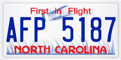 NC license plate AFP5187