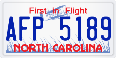 NC license plate AFP5189