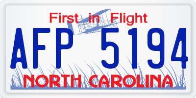NC license plate AFP5194