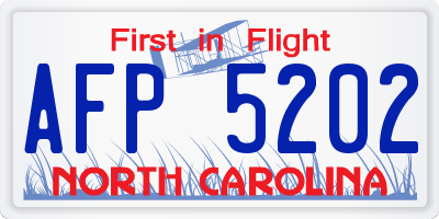 NC license plate AFP5202