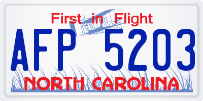 NC license plate AFP5203