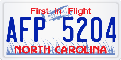 NC license plate AFP5204