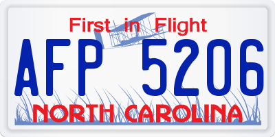 NC license plate AFP5206