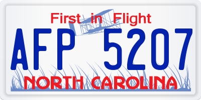 NC license plate AFP5207