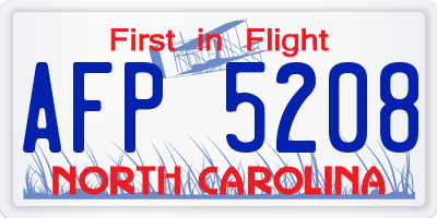 NC license plate AFP5208