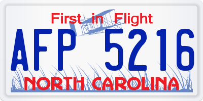 NC license plate AFP5216
