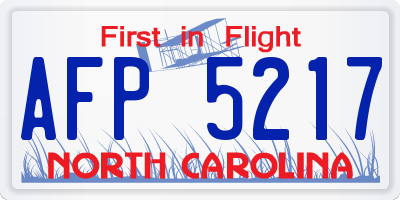 NC license plate AFP5217