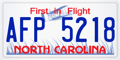 NC license plate AFP5218