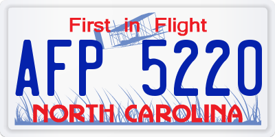 NC license plate AFP5220