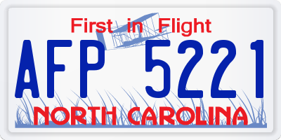 NC license plate AFP5221