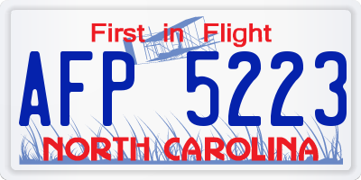 NC license plate AFP5223