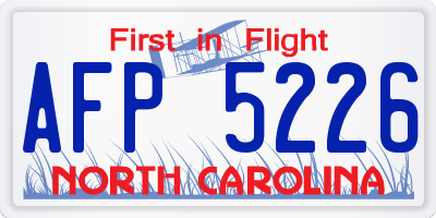 NC license plate AFP5226