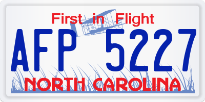 NC license plate AFP5227