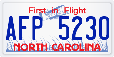 NC license plate AFP5230