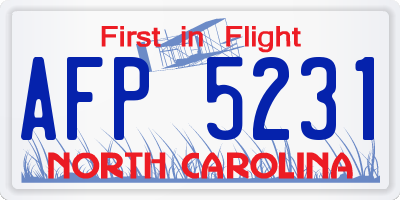 NC license plate AFP5231