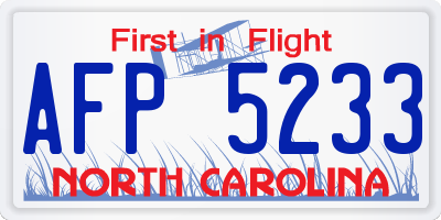 NC license plate AFP5233