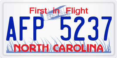 NC license plate AFP5237