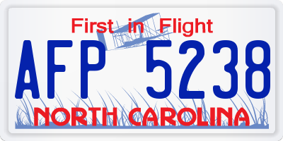 NC license plate AFP5238