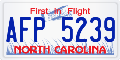 NC license plate AFP5239