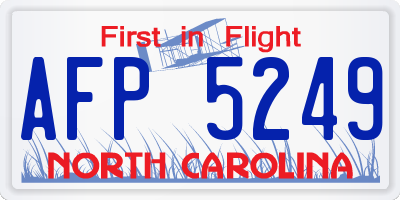 NC license plate AFP5249