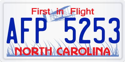 NC license plate AFP5253