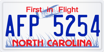 NC license plate AFP5254
