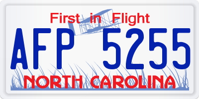 NC license plate AFP5255