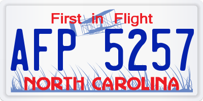 NC license plate AFP5257