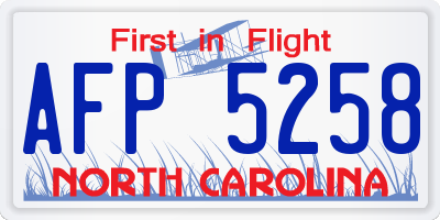 NC license plate AFP5258